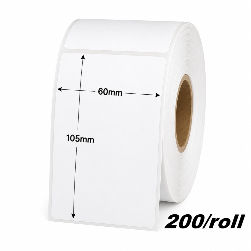 Thermal labels roll size 60mm x 105mm 200 labels/roll